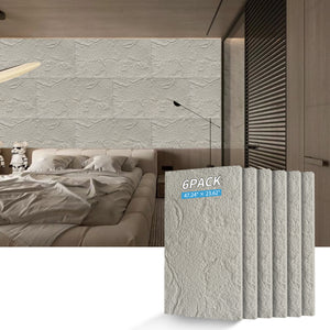 3D Faux Stone Wall Panels - 6 PCS PU Wainscoting
