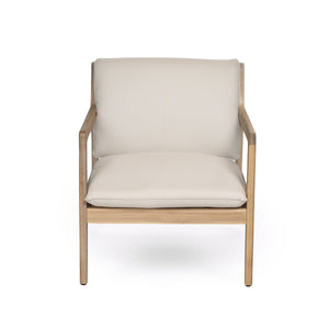 Outdoor Acacia Wood Armchair, Set of 2, Patio Club Chair with Cushions, Light Teak