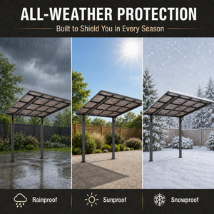 8x8FT Outdoor Carport with Galvanized Steel Frame and Sloped PC Roof