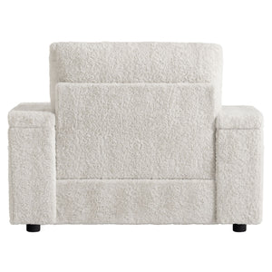 Oversized Chaise Lounge Indoor Rabbit Fur Sofa Bed With Storage Ottoman And Armrests Cup Holders With Deep Seat