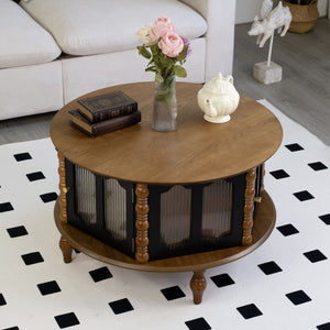 Round 3 Door Storage Coffee Table For Living Room
