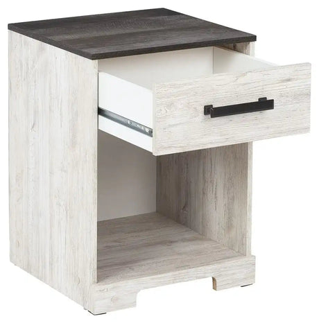 Shawburn - One Drawer Night Stand - Whitewash / Charcoal Gray - Best Buy Furniture