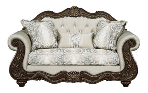 Pierce - Loveseat With 3 Pillows - Beige / Cherry - Best Buy Furniture