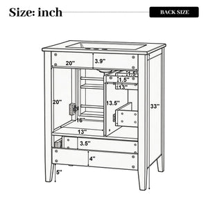 Modern Bathroom Vanity With Sink, Soft Close Drawers & Door, Storage Rack