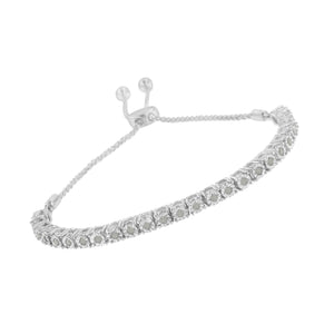 10K Yellow Gold over .925 Sterling Silver 1/4 Cttw Miracle-Set Diamond 4â€-10â€ Adjustable Bolo Tennis Bracelet (I-J Color, I3 Clarity)