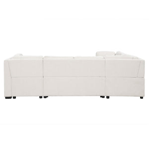 U-Shaped Sectional Sofa Pull Out Sofa Bed With Two USB Ports, Two Power Sockets, Three Back Pillows And A Storage Chaise For Living Room