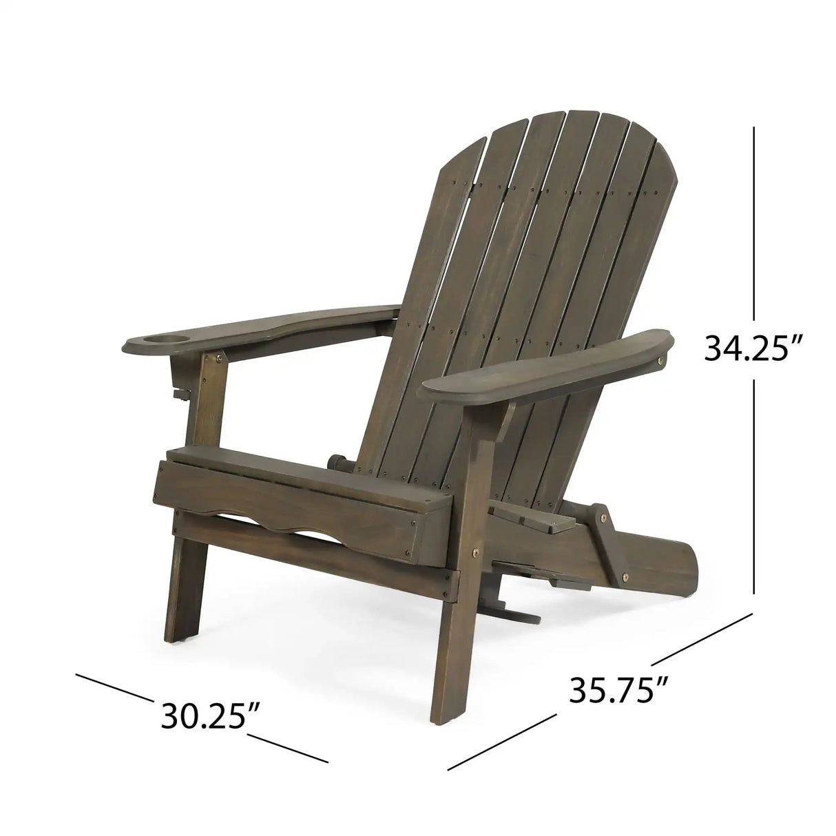 Zenithia - Outdoor Foldable Adirondack Chair With 2 Cup Holders - Best Buy Furniture