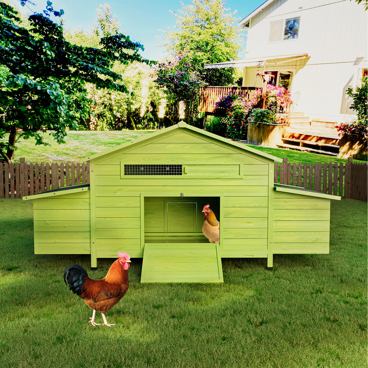 11.12 ft² Large Wooden Chicken Coop with Nesting Boxes & Perch
