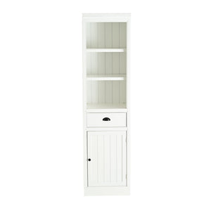 Retro Style 75'' Tall Display Shelf With Cabinet For Hallways Living Room Kitchen - White