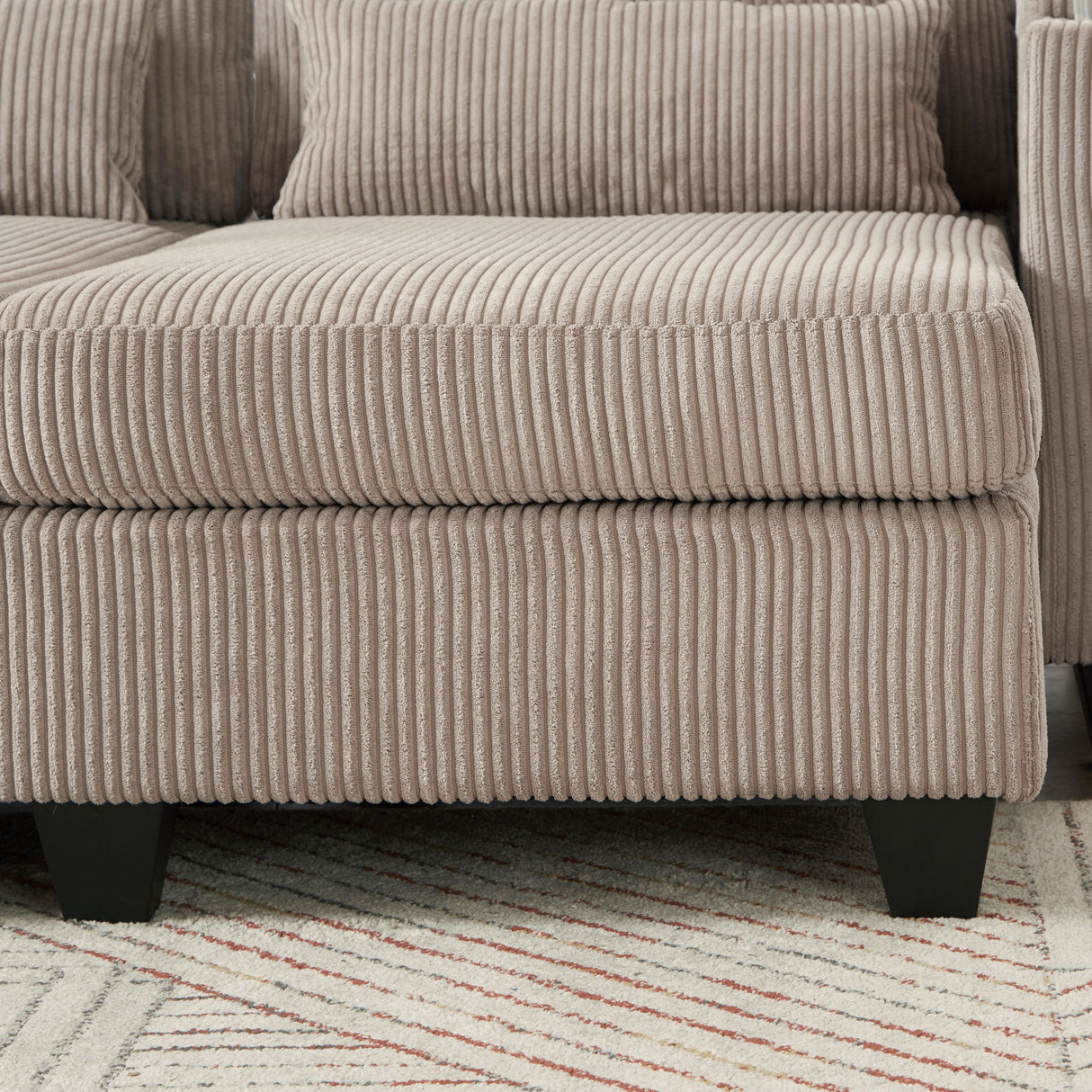 Convertible Chaise Lounge Sofa Chair With USB Ports, Cup Holders, Phone Holder And Storage