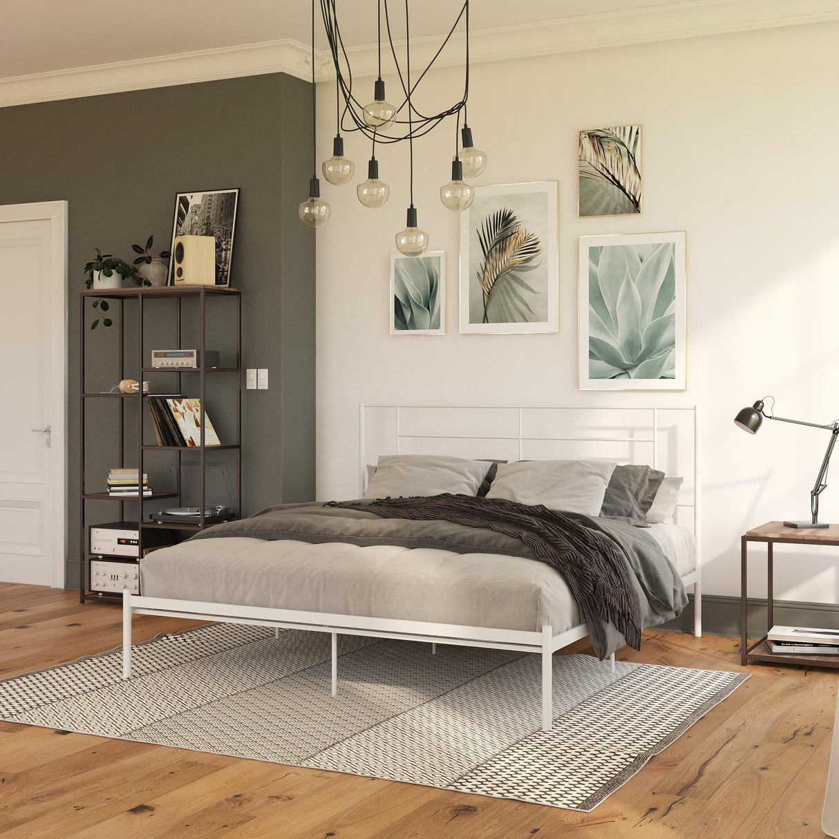 Praxis King Bed With Simple Headboard - White