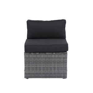 5 Pieces Rattan Sectional Outdoor Furniture Cushioned U Sof Set With 2 Pillow - Gray / Black