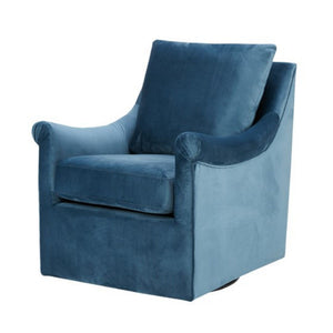 Swivel Chair With Curved Arms And Straight Back - Blue