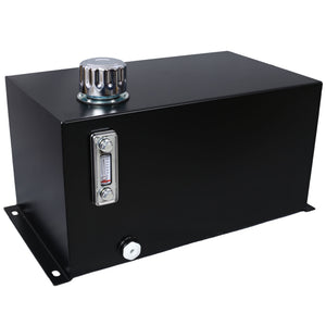 Heavy Duty Hydraulic Fluid Tank 10 Gal Steel Reservoir With Strainer, Gauge & Breather Cap For Tractors & Trucks - Black