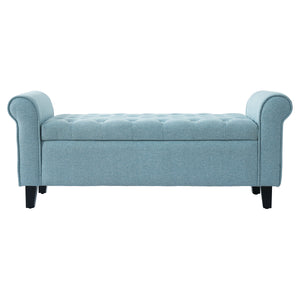 Light Blue Tufted Storage Bench