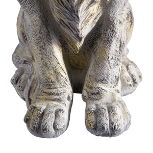Outdoor Lion Statue with Antique Finish - Stone White