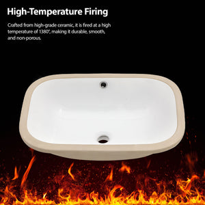 Modern Ceramic Undermount Bathroom Sink With Overflow, High Quality