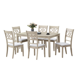 Ferris - 7 Piece Dining Set With Cross Back Chairs And Rectangular Table - Antique White