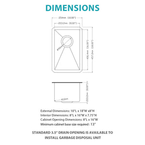 Undermount Steel Kitchen Sink, Deep Single Bowl Basin