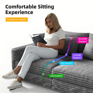 Convertible Deep Seat Sofa With Soft Pillows And Ottomans