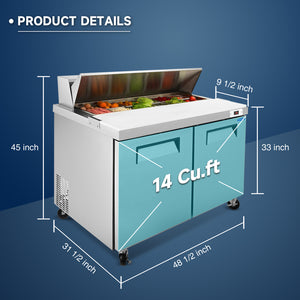 Orikool 48 Inch Sandwich & Salad Prep Table
