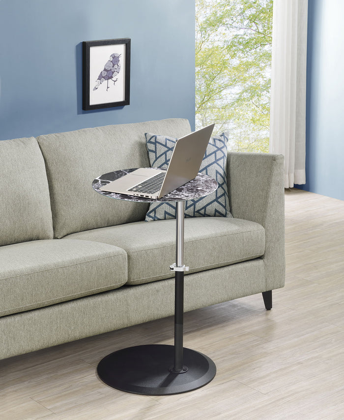 Adjustable Marble Textured Top End Table with Height Feature - Black or Gray