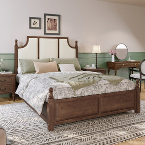 Queen Size Farmhouse Solid Wood Platform Bed Frame, with 50.8" Tall