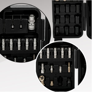 71 Piece Air Tool And Accessories Kit, Impact Wrench, Air Ratchet, Die Grinder, Aire Hammer, Hose Fittings, Storage Case - Black / Silver