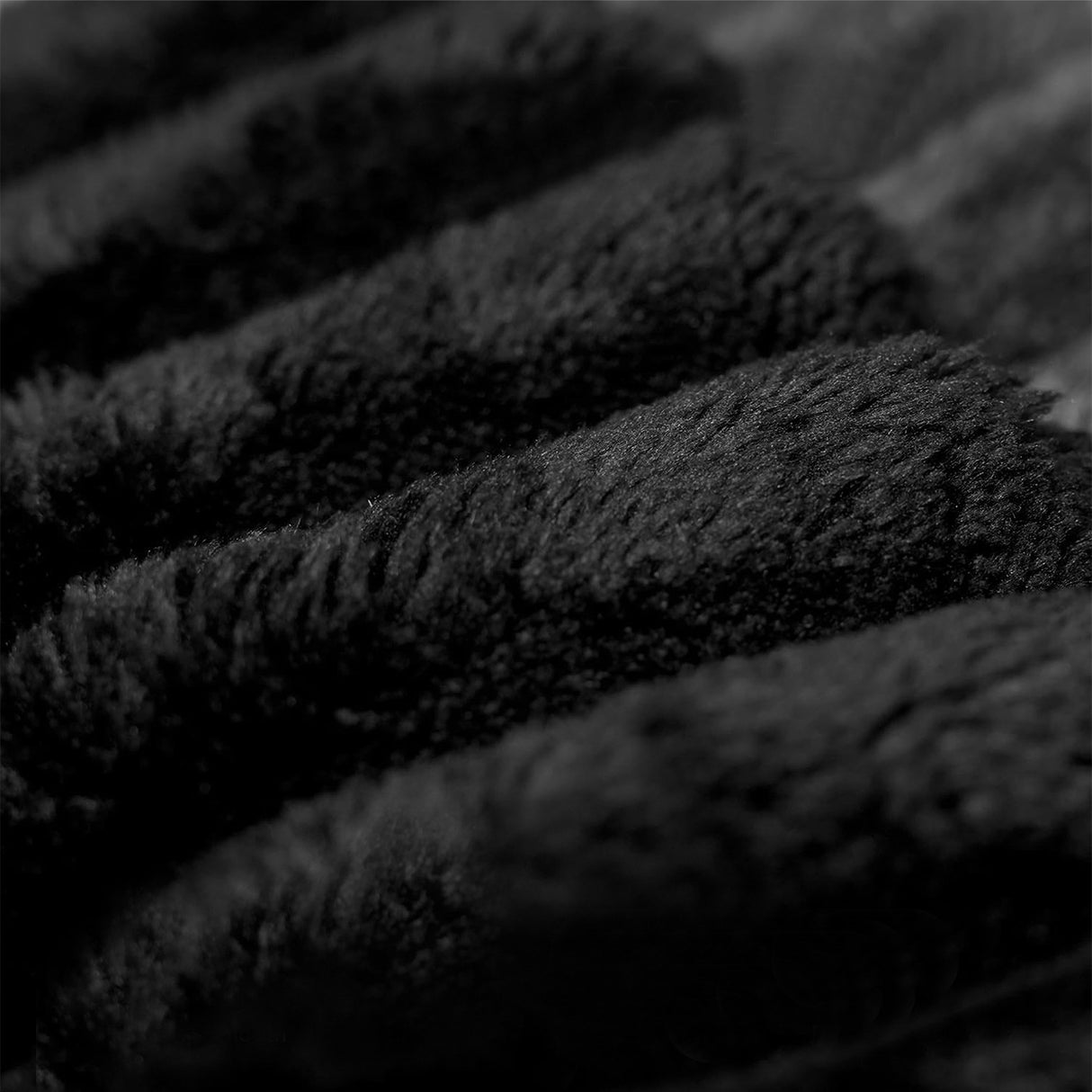 Black Plush Corduroy Sofa Ottoman - No Assembly Required