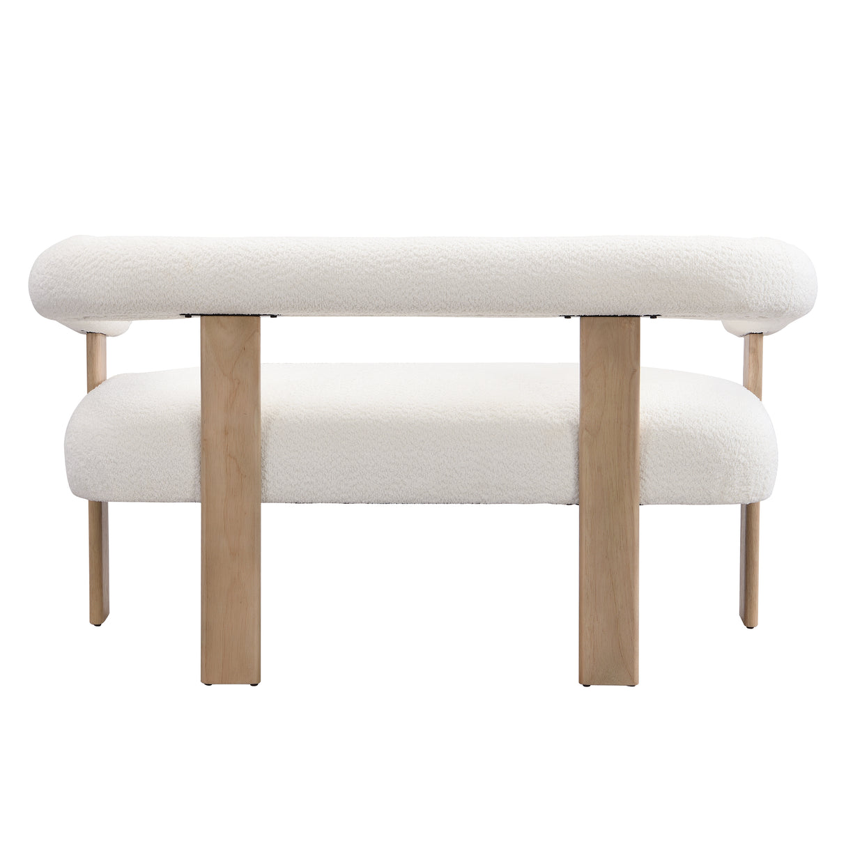 Round Armrest Loveseat (Beige + Natural)