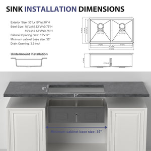 Double Bowl Undermount Kitchen Sink