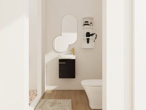 Soft Close Doors Bathroom Vanity With Sink and Storage Rack, 16 Inch