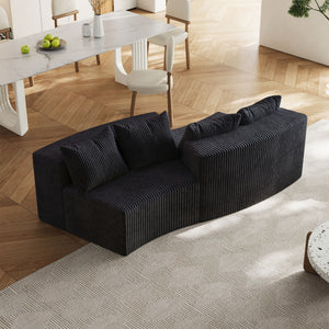 Curved Sectional Sofa With 4 Pillows, Modular Semi Circular Design