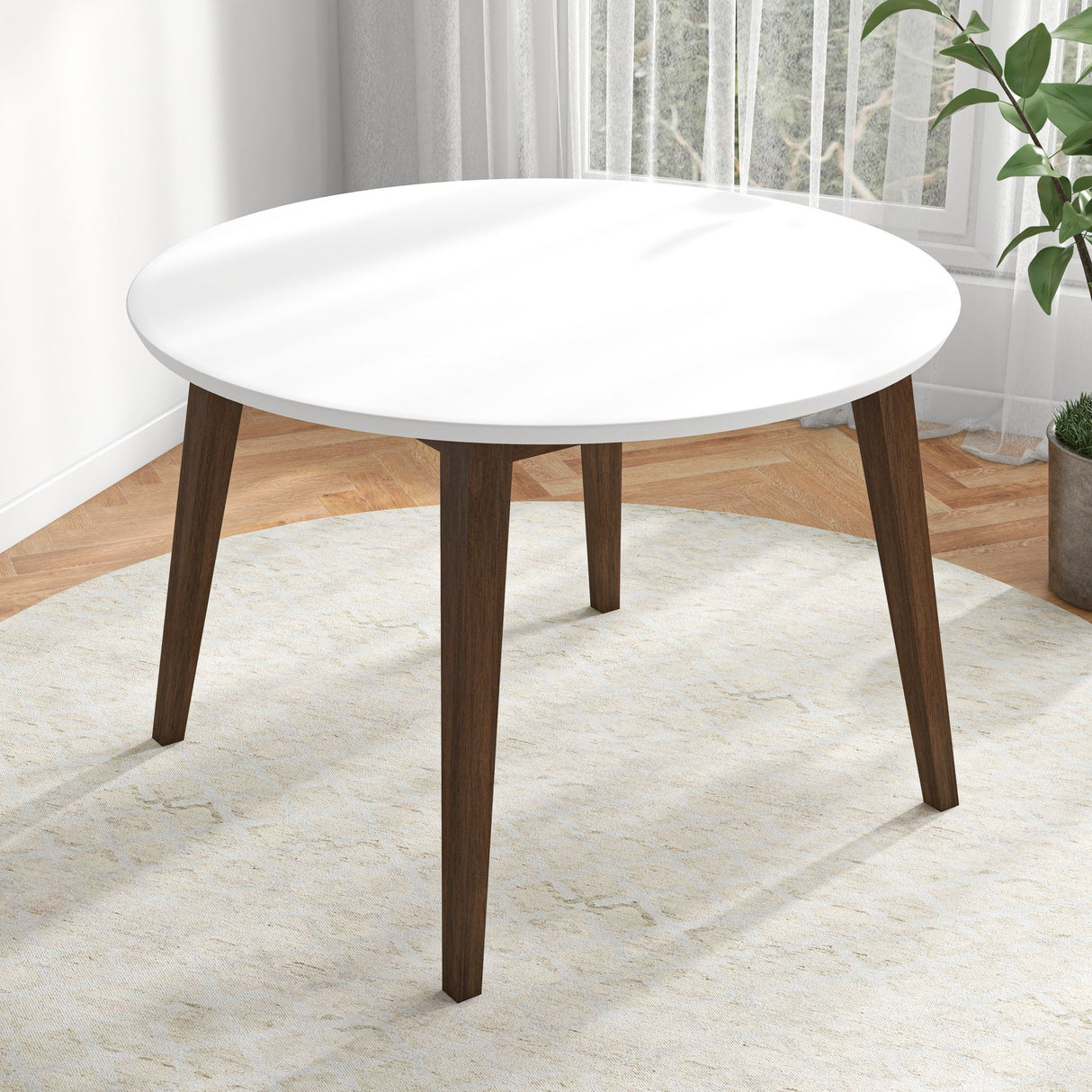 Dining Table - Brown / White