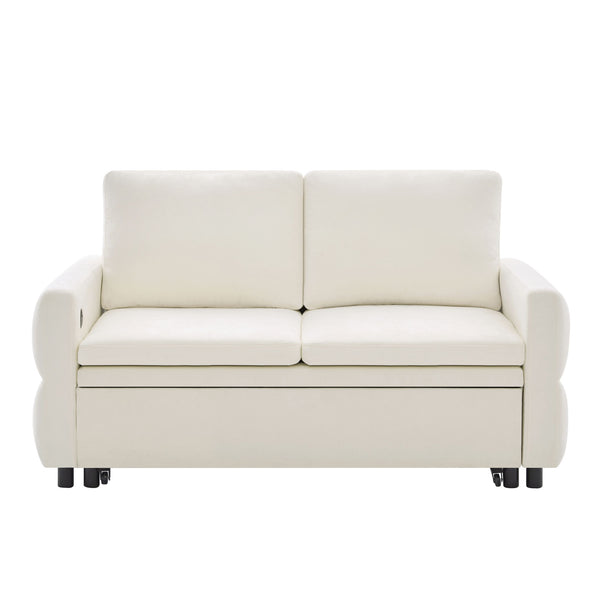 Convertible Sofa Bed Loveseat With Adjustable Backrest And USB Ports