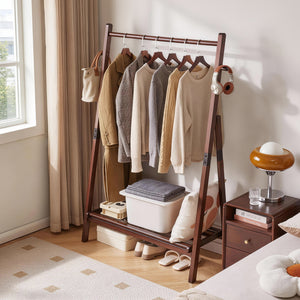 Heavy-Duty Solid Wood Freestanding Clothes Rack