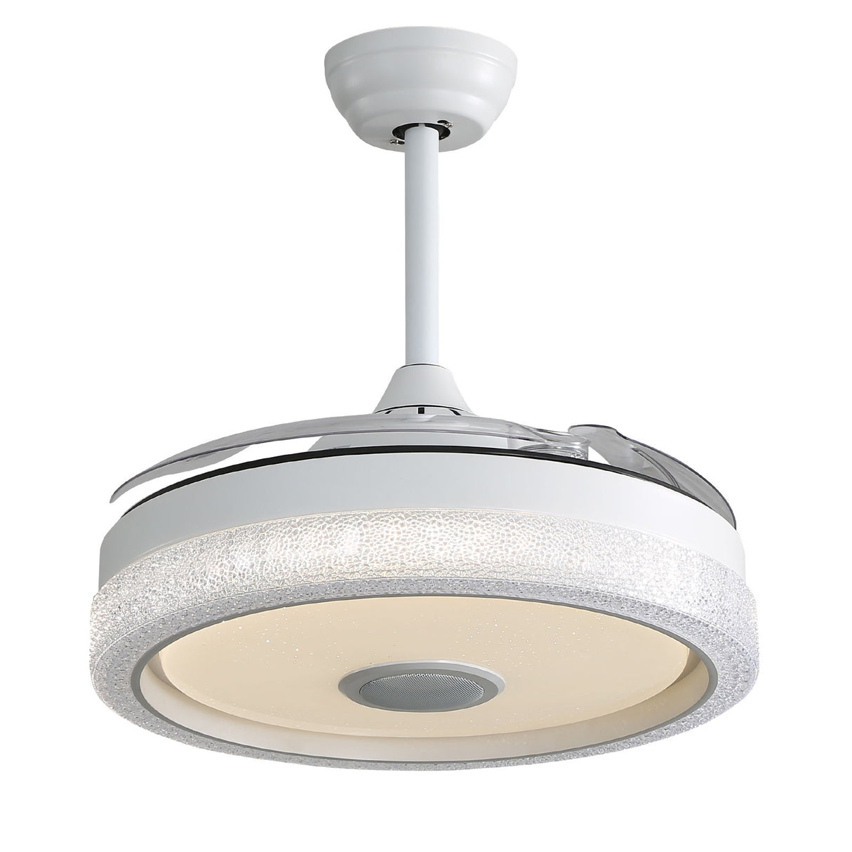 Invisible Ceiling Fan With Remote Control And 36W LED Light, 120V DC Motor, 3 Blades - White