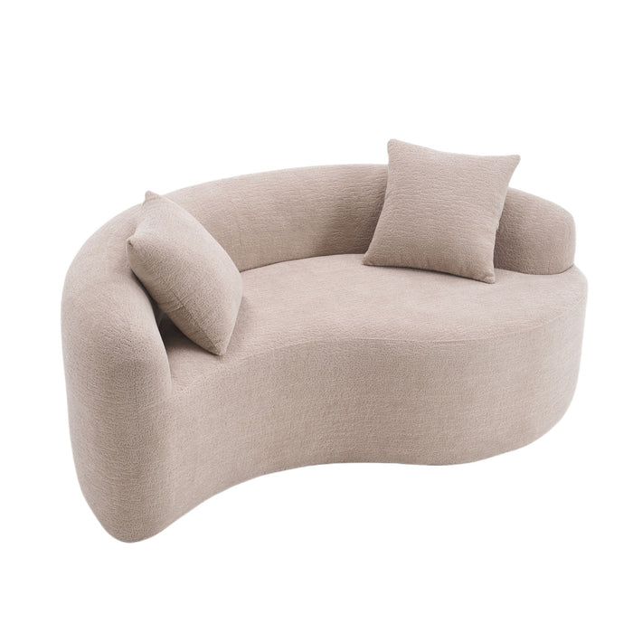 Curved Dual Depth Loveseat with Tai Chi Motif - Fabric Upholstered