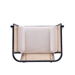 Versailles - Accent Armchair With Rattan Frame - Cream