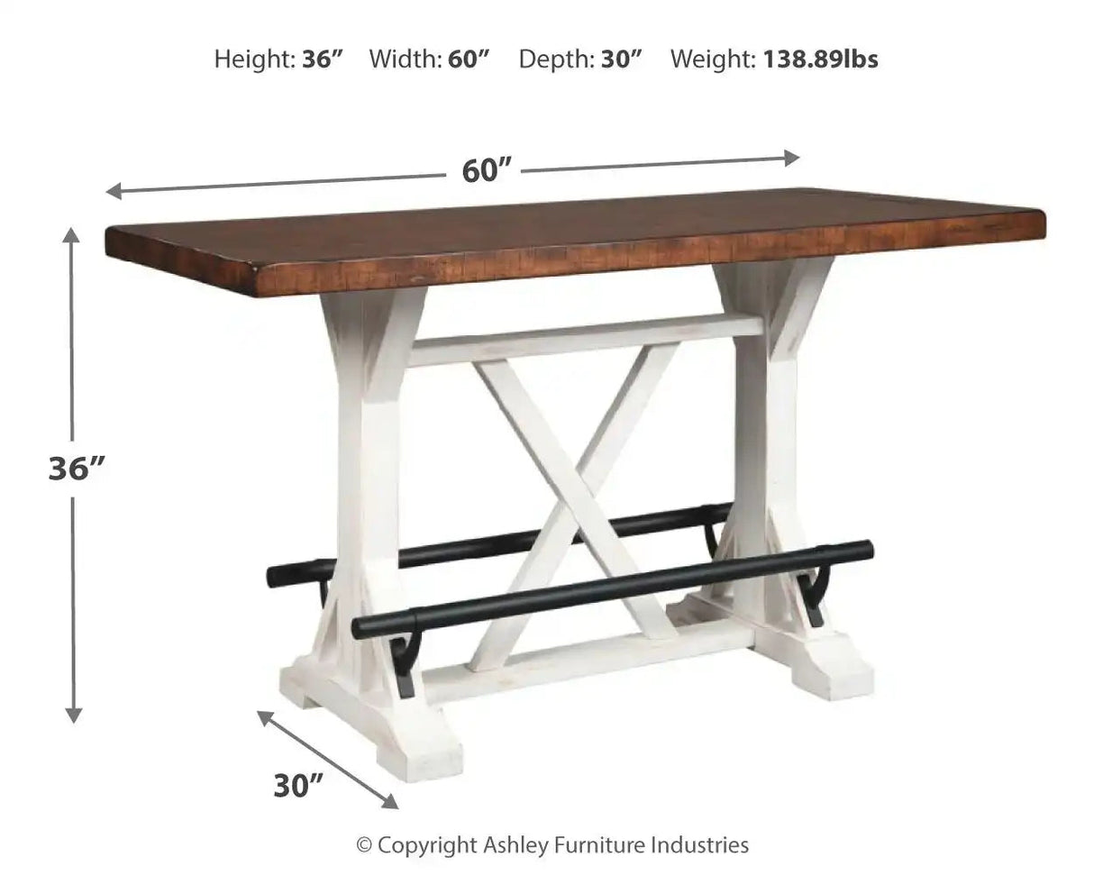 Valebeck - Rectangular Dining Room Counter Table - White / Brown - Best Buy Furniture