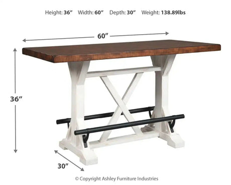 Valebeck - Rectangular Dining Room Counter Table - White / Brown - Best Buy Furniture