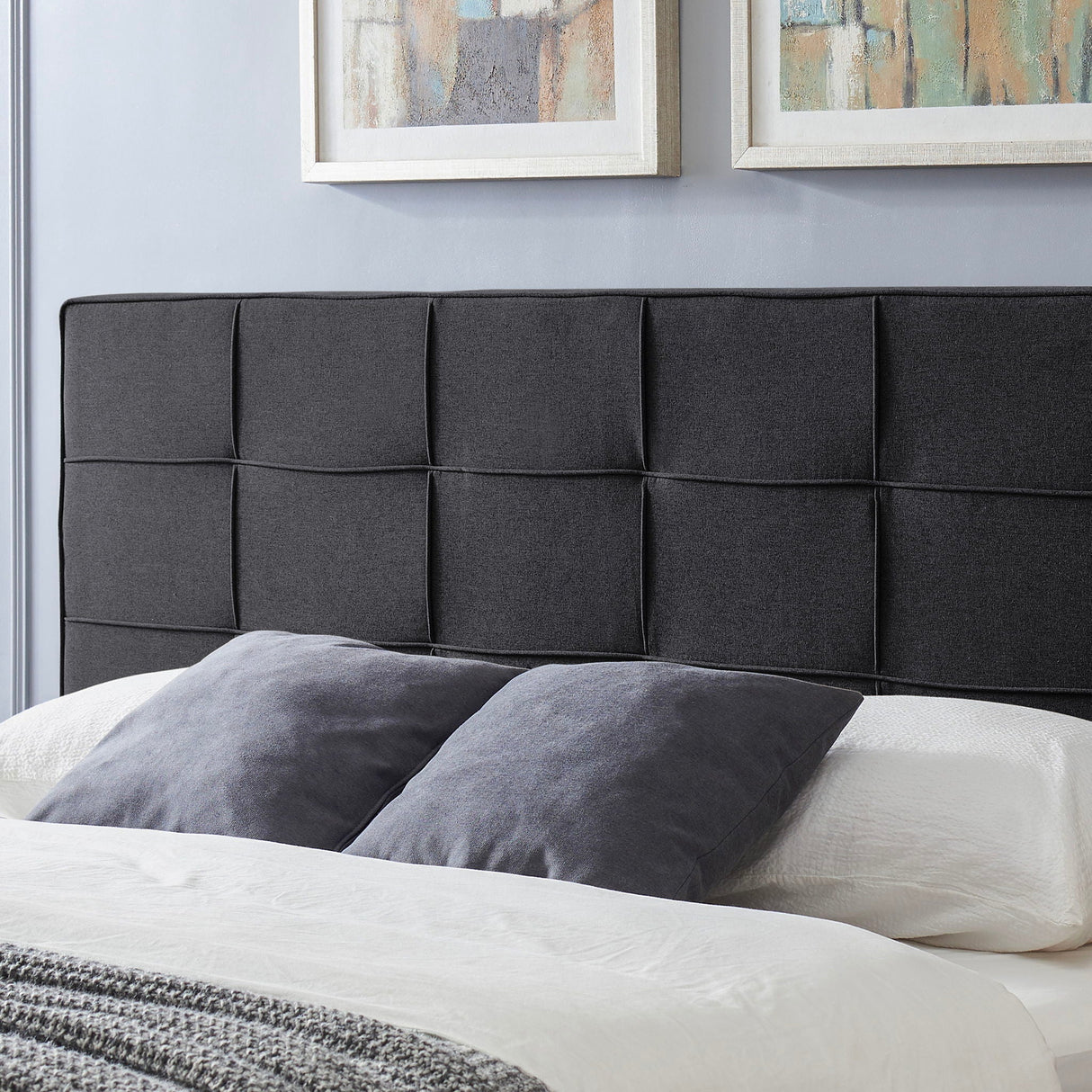 Marakesh - Contemporary Fabric Upholstered King / California King Headboard - Black - Best Buy Furniture
