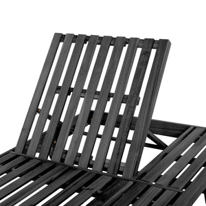 2/3 Foldable Acacia Wood Lounge Chair with Adjustable Backrest & Flat Storage Surface