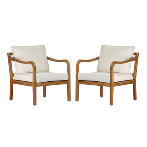 Acacia Wood Patio Furniture Club Chair Set of 2