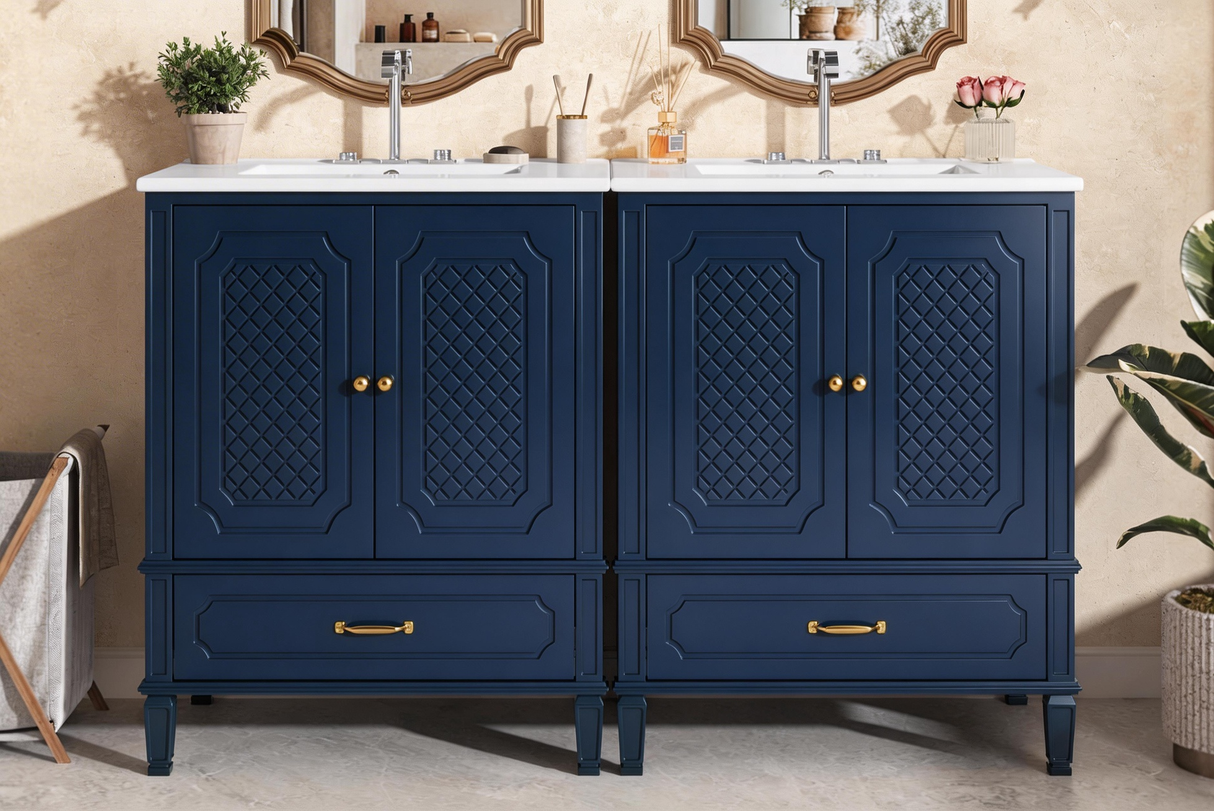 60" Bathroom Vanity with Double Sink Combo Set