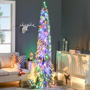 HOMCOM 7ft Tall Prelit Pencil Artificial Christmas Tree