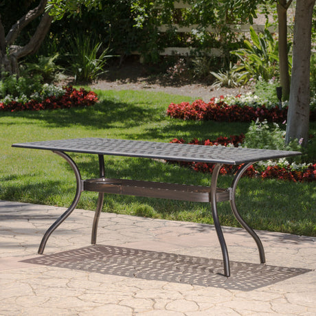 Enchantia - Outdoor Rectangular Dining Table With Weave Tabletop And Flared Legs - Copper - Best Buy Furniture