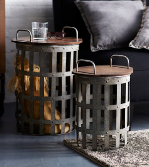 Metal-and-Wood-Side-Basket-Tables-(Set-of-2)-Accent-Tables