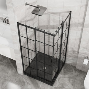 Goodyo Corner Shower Enclosure with Double Sliding Doors