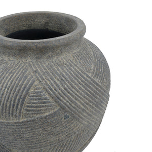 D10.2x8.9" Cross-Hatch Terracotta Vase